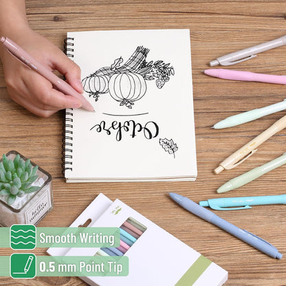 Mr. Pen- Retractable Gel Pens, 8 Pack, Black Ink, Soft Grip, Soft Pastel Barrel Gel Pens Fine Point 0.5mm, Retractable Pens