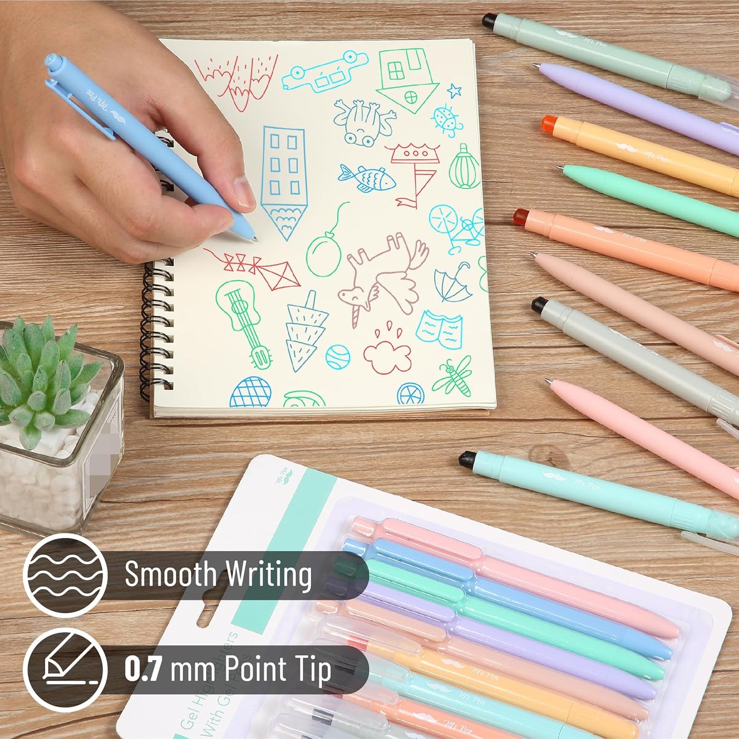 Mr. Pen- Bible Highlighters and Pens, 10 Pack, Gel Highlighters, Cotton Candy Clouds, Bible Highlighters No Bleed, Gel Highlighter No Bleed Through