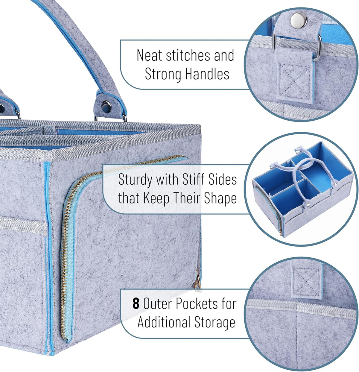 Mr. Pen- Baby Diaper Caddy Organizer, 2 Pack, Blue Inside, Large Baby Caddy Organizer with Handle