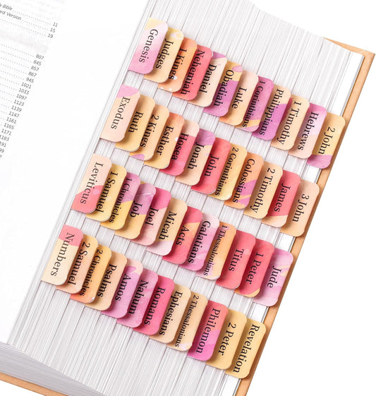 Mr. Pen- Bible Tabs, 75 Tabs, Spring Pink, Laminated Bible Tabs for Women and Men