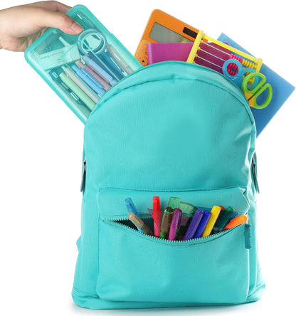 Mr. Pen- Clear Pencil Boxes, 7.9"x4.5"x2.4", 2 Pack, Pink and Turquoise, Snap-Tight Lid, Plastic Pencil Box Organizer