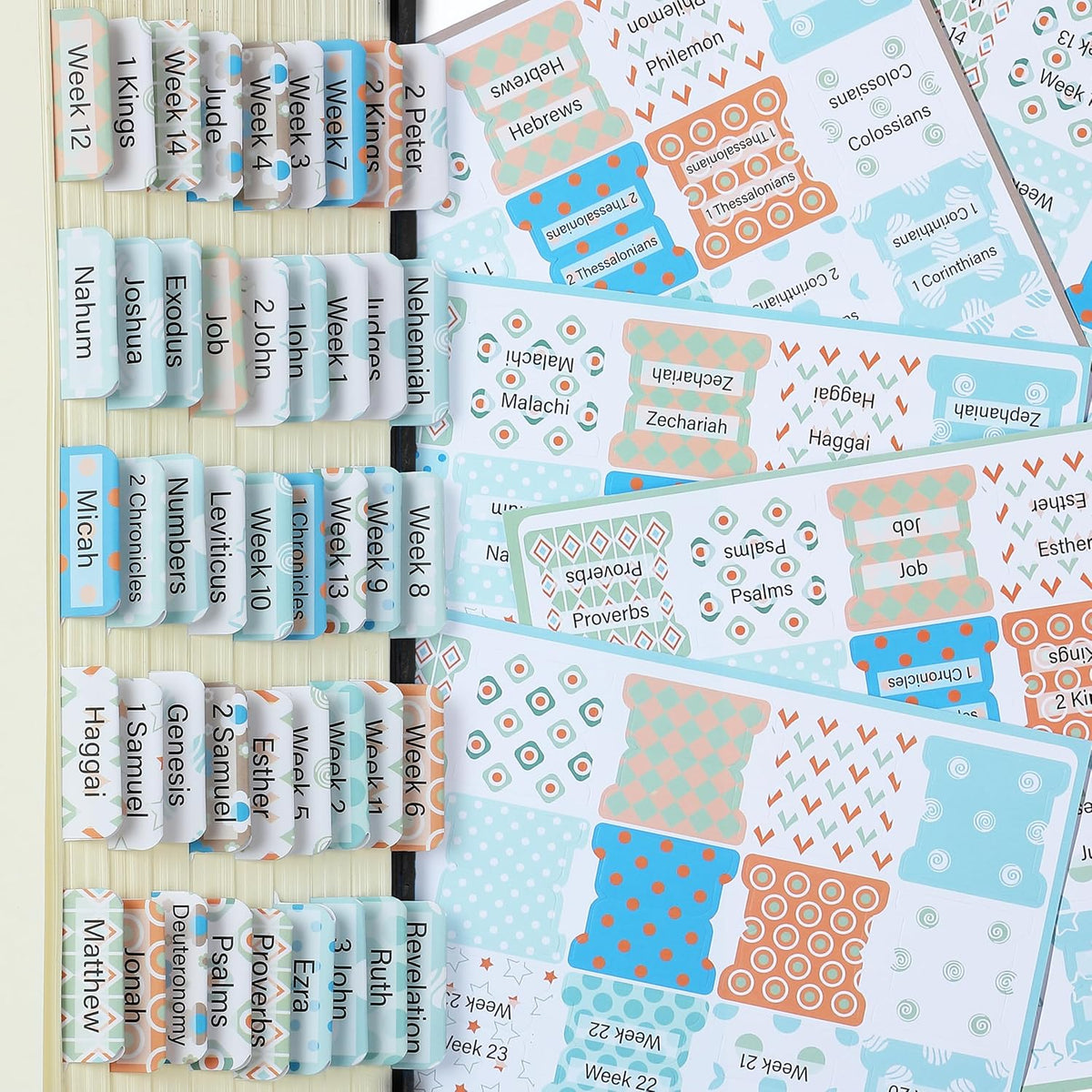 Mr. Pen- Bible Tabs, 120 pcs, Pastel Mosaic, Laminated Bible Tabs for Women and Men