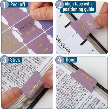 Mr. Pen- Bible Tabs, 75 Tabs, Lavender Fields, Gold Foil Lettering, Laminated Bible Tabs for Women and Men