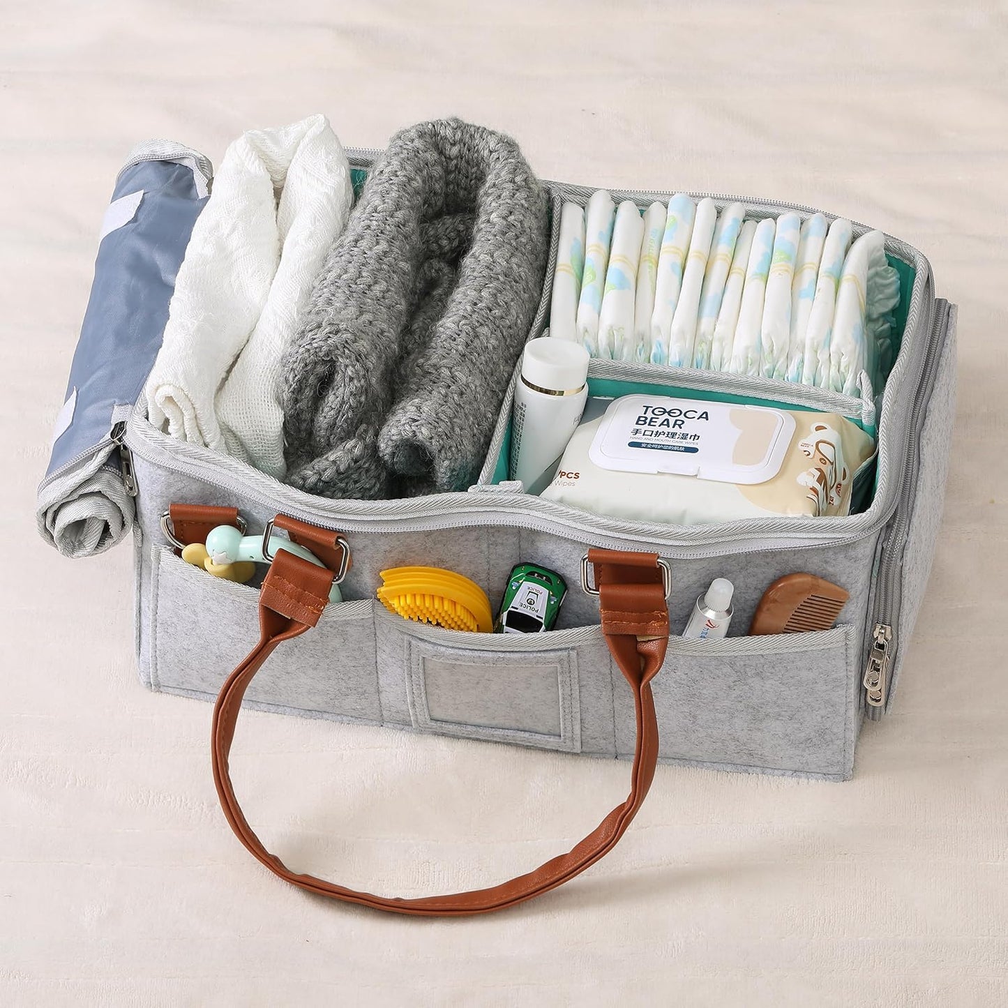 Baby Diaper Caddy Organizer with Lid, Baby Organizer, Baby Caddy Organizer, Portable Diaper Caddy, Diaper Organizer for Changing Table, Baby Organizer for Nursery, Diaper Caddy with Lid