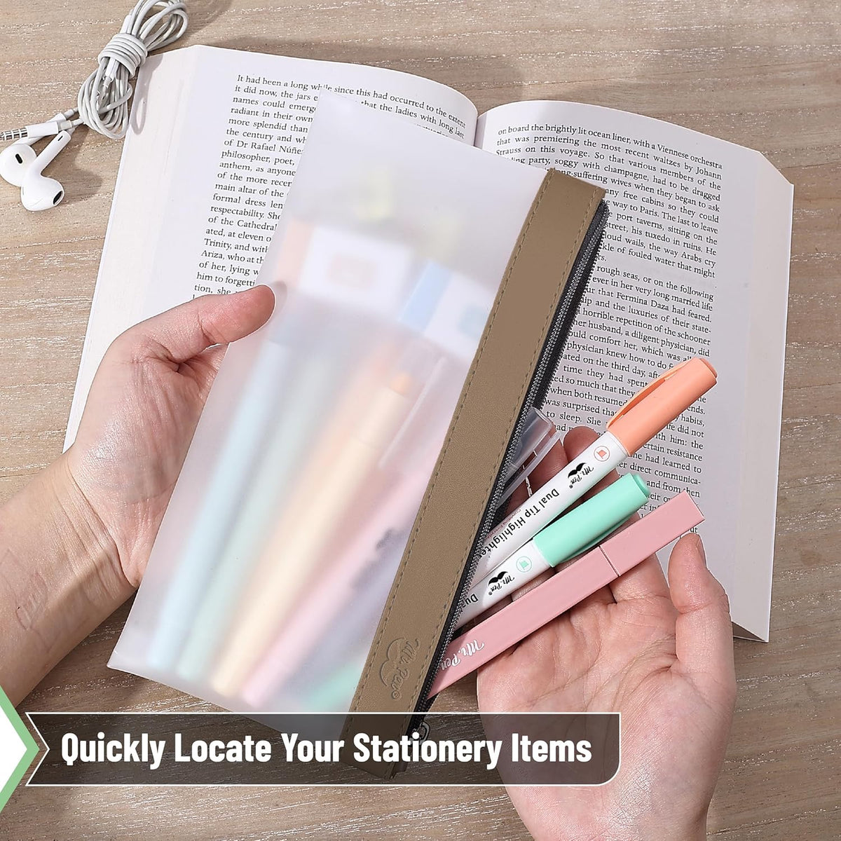 Mr. Pen- Clear Pencil Pouch, 6 Pack, Colorful, Pencil Bags, Clear Makeup Pouch