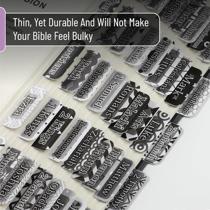 Mr. Pen- Bible Tabs, 75 Tabs, Black & White Enigma, Laminated Bible Tabs for Women and Men, Bible Tabs for Study Bible