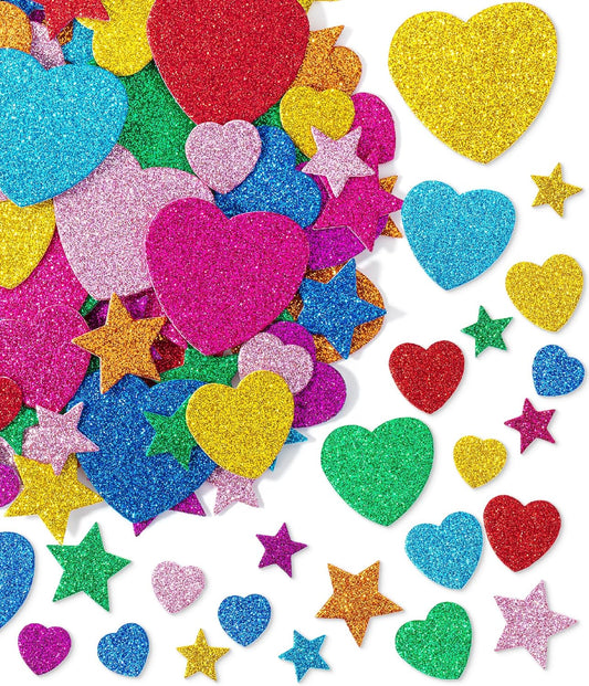 Mr. Pen- Glitter Foam Stickers Self Adhesive, 450 pcs, Assorted Sizes, Colorful Glitter Stickers, Star Foam Stickers for Kids Crafts