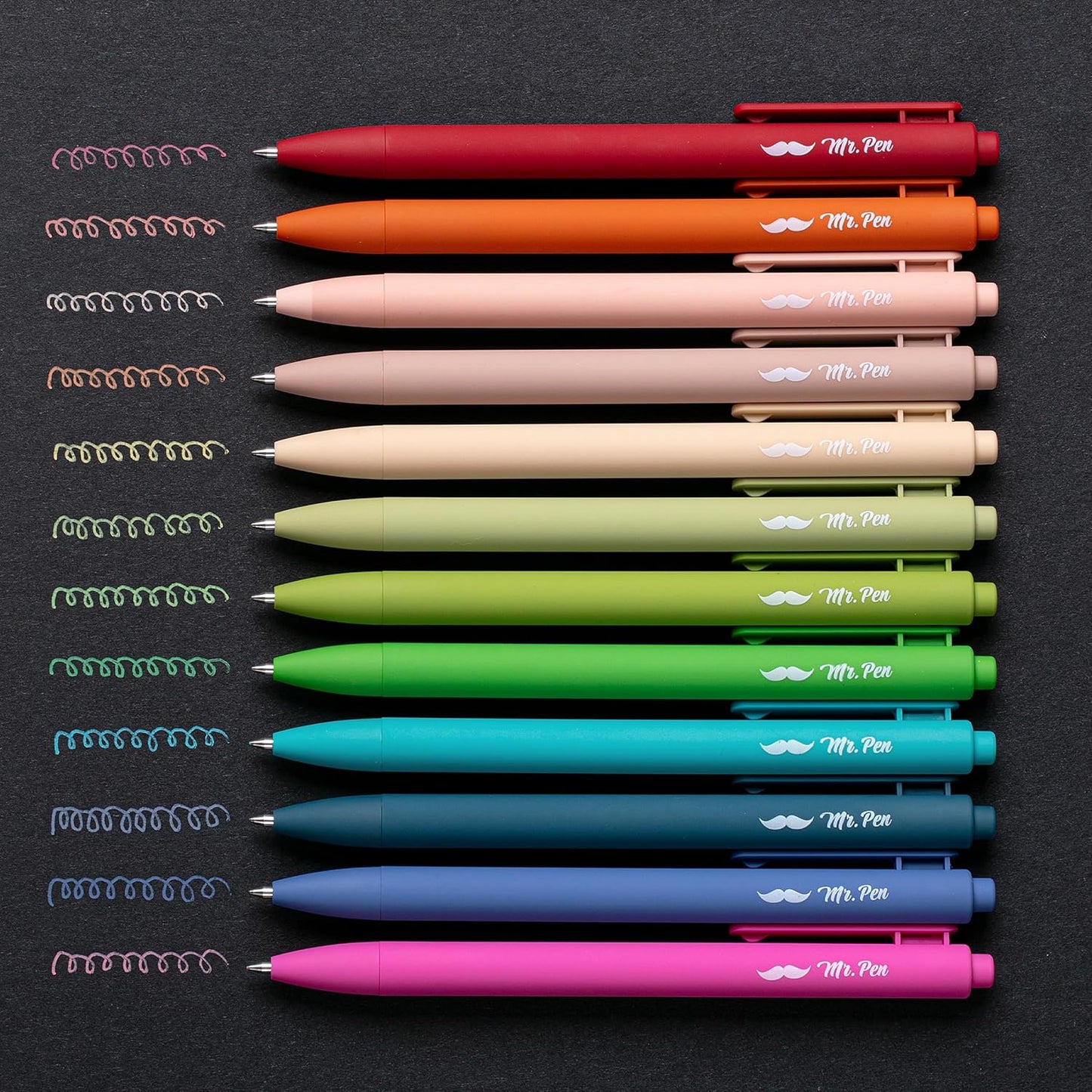 Cute Retractable Gel Pens, 12 Pack, Colored Ink, Fine Point 0.7mm