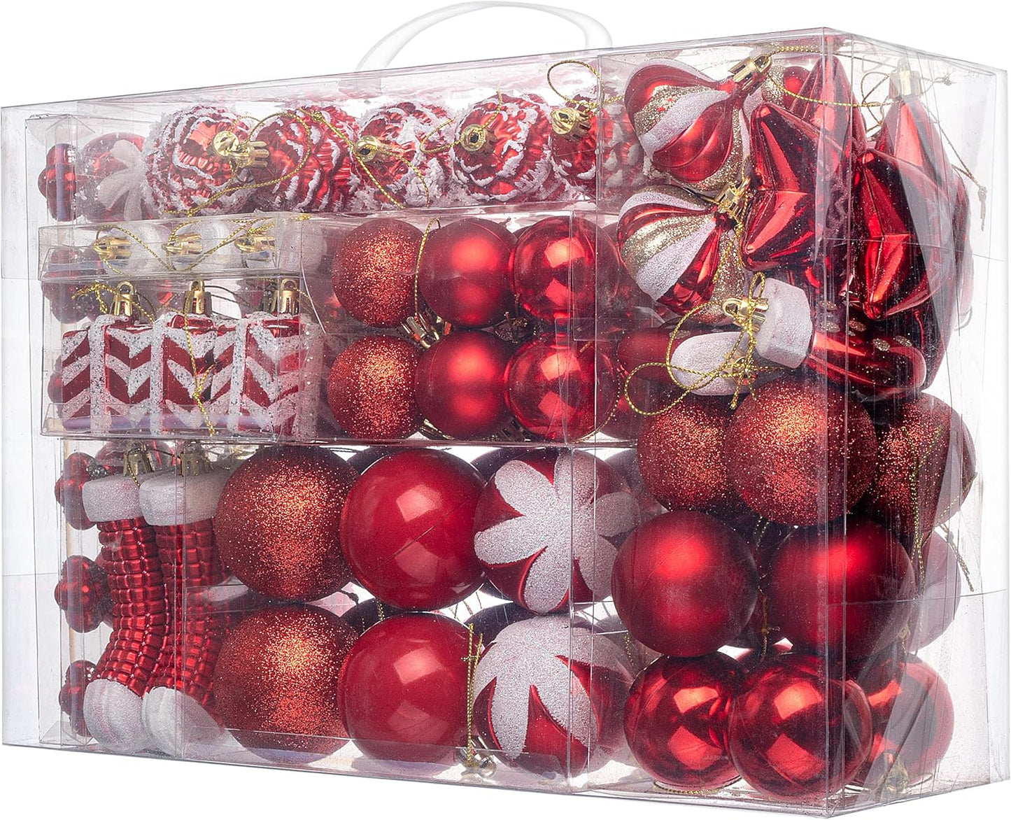 Mr. Pen- Assorted Christmas Ball Ornaments Set, 77 pcs, Red Christmas Ornaments Set, Shatterproof Christmas Ornaments