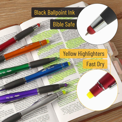 Mr. Pen- Bible Highlighter With Pen and Stylus for Touchscreens, 3 in 1, 6 pcs, Colorful Barrels