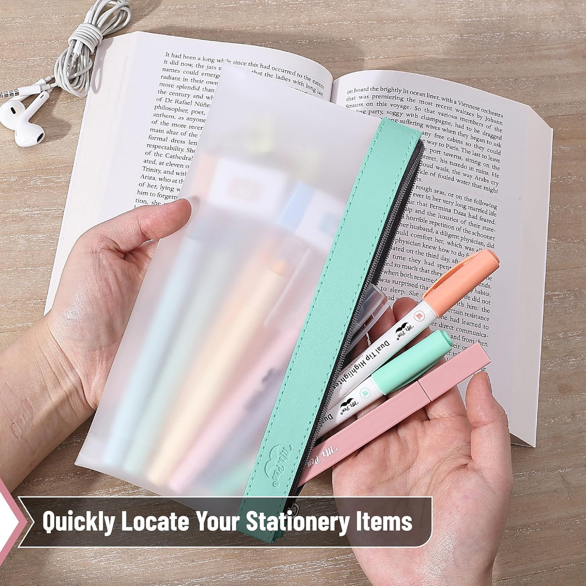 Mr. Pen- Clear Pencil Pouch, 6 Pack, Colorful, Pencil Bags, Clear Makeup Pouch