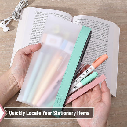 Mr. Pen- Clear Pencil Pouch, 6 Pack, Colorful, Pencil Bags, Clear Makeup Pouch