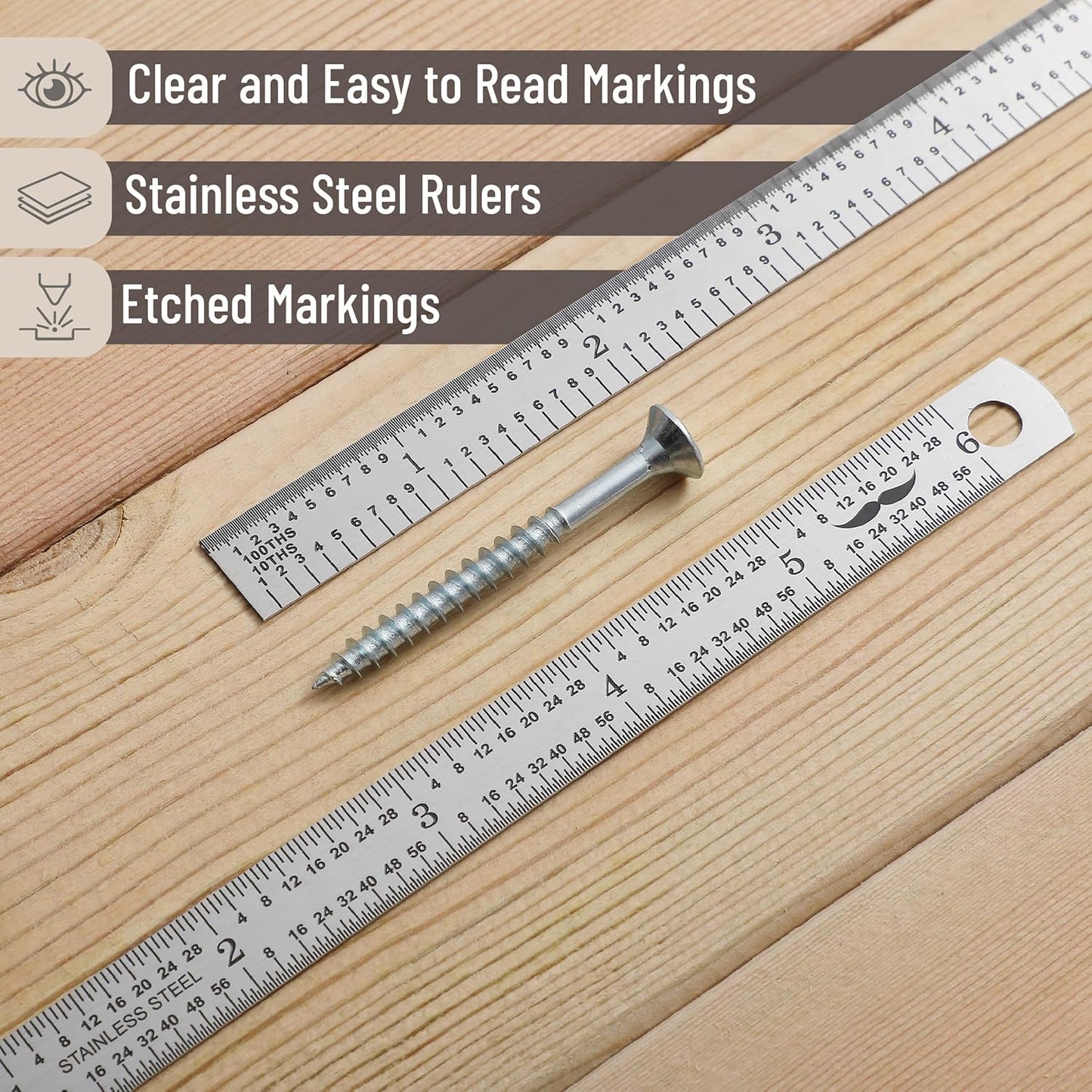 Mr. Pen- Machinist Ruler, 6-inch, 2 Pack, 1/64, 1/32, 1/100, 1/10 Graduations