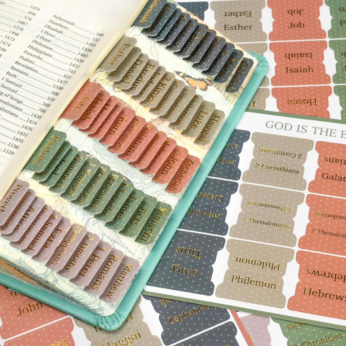 Mr. Pen- Bible Tabs, 75 pcs, Colorful, Gold Foil Lettering, Laminated Bible Tabs for Women and Men