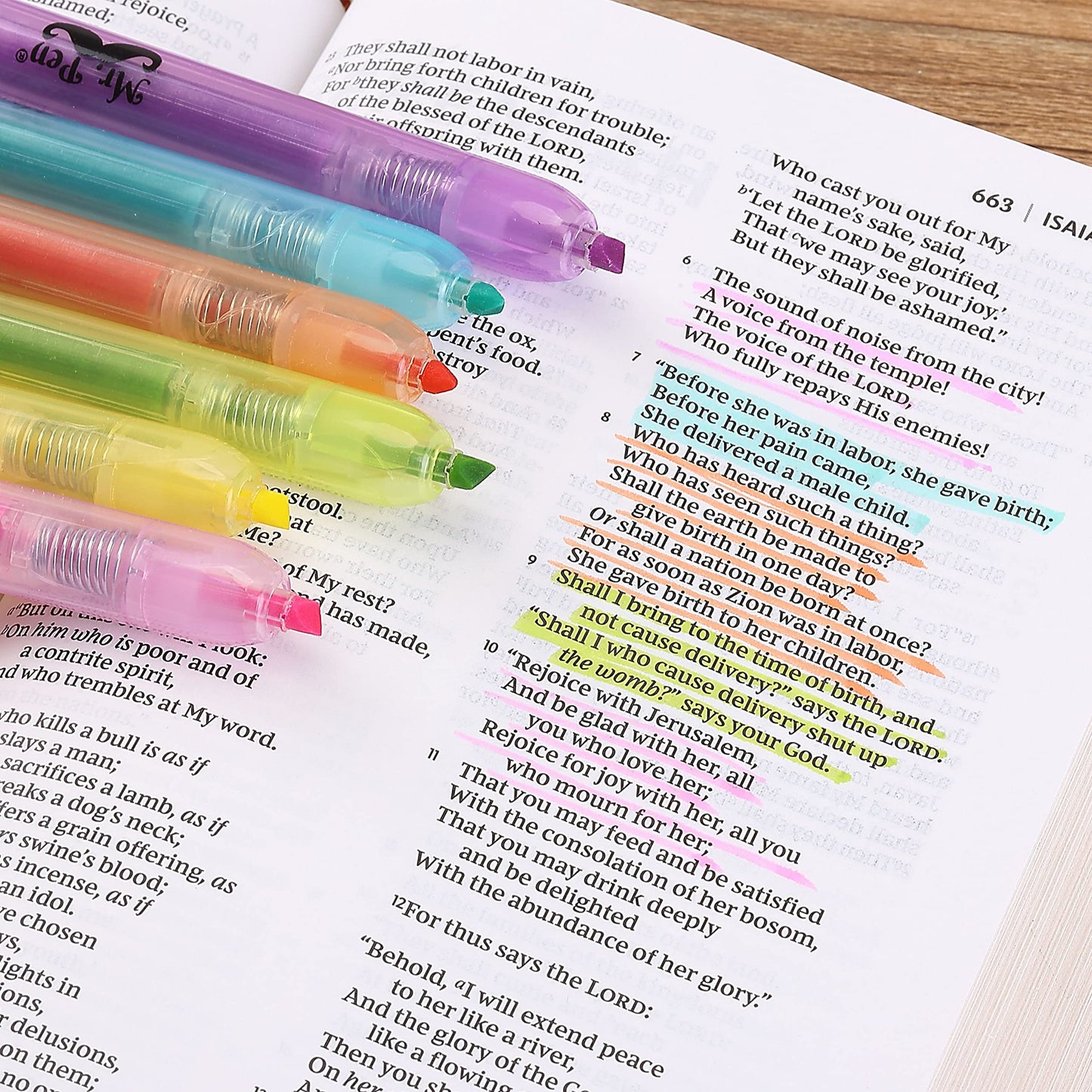 Mr. Pen- Retractable Highlighters, 6 Pack, Bright Colors