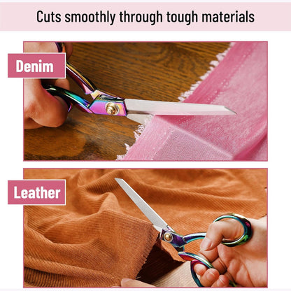 Metal Fabric Scissors 8”, High-Carbon Steel, Rainbow Tailor Shears