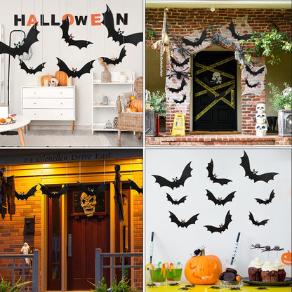 Mr. Pen- Halloween Decoration Hanging Bats, 3 Sizes, 18 pcs