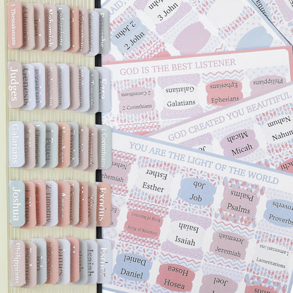 Mr. Pen- Mini Bible Tabs, 75 pcs, Modern Grace, Laminated Bible Tabs for Women and Men