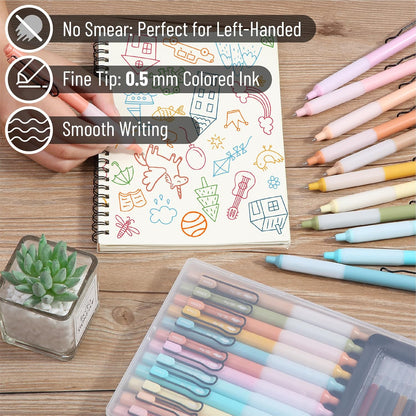 Mr. Pen- Retractable Gel Pens, 12 Pack, Colorful Ink Gel Pens with Case and 12 Refills, Gel Pens Fine Point 0.5mm, Retractable Pens