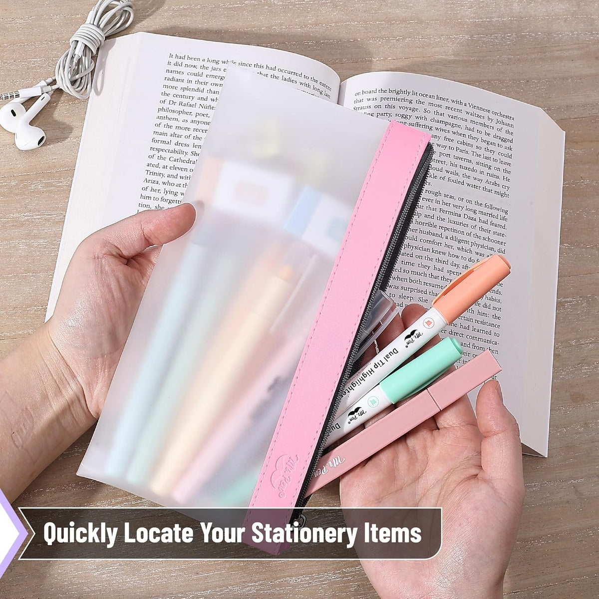 Mr. Pen- Clear Pencil Pouch, 6 Pack, Pink Shades, Pencil Bags, Clear Makeup Pouch