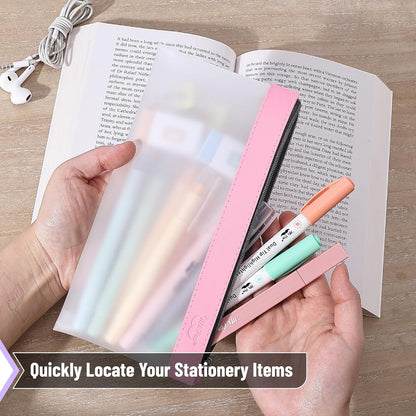 Mr. Pen- Clear Pencil Pouch, 6 Pack, Pink Shades, Pencil Bags, Clear Makeup Pouch