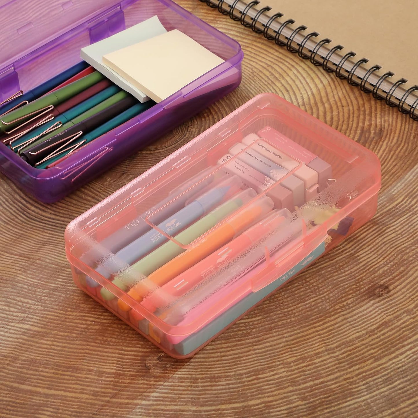 Mr. Pen- Pencil Box, 2 Pack, Purple & Orange, Plastic Pencil Box Case, Pencil Case, Crayon Box