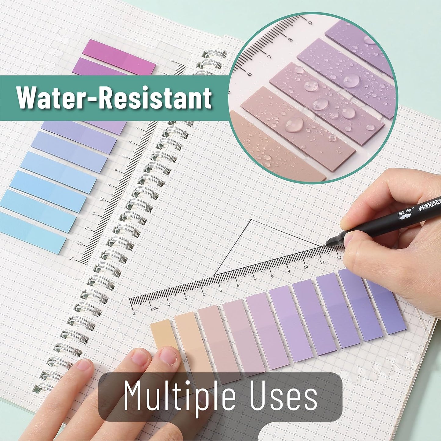 Sticky Tabs - 1600 Pcs Colorful Transparent Book Tabs, Sticky Note Tabs, Page Markers, Book Markers, Page Tabs, and Book Tabs for Annotating Books