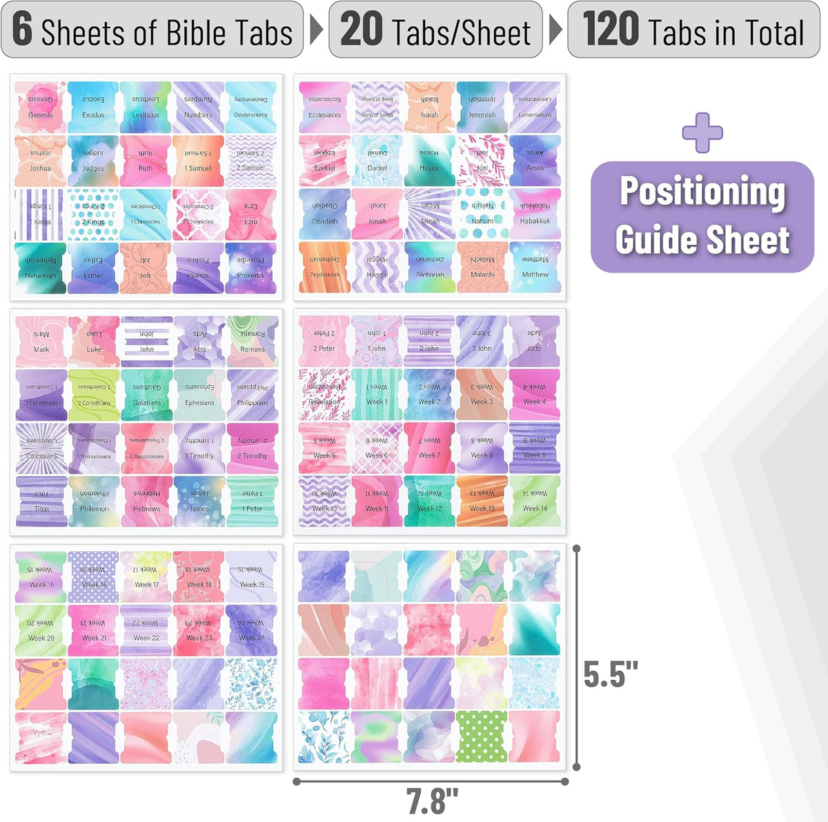 Mr. Pen- Bible Tabs, 120 pcs, Dreamy Tapestry, Laminated Bible Tabs for Women and Men, (90 Book Tabs and 30 Blank Tabs)