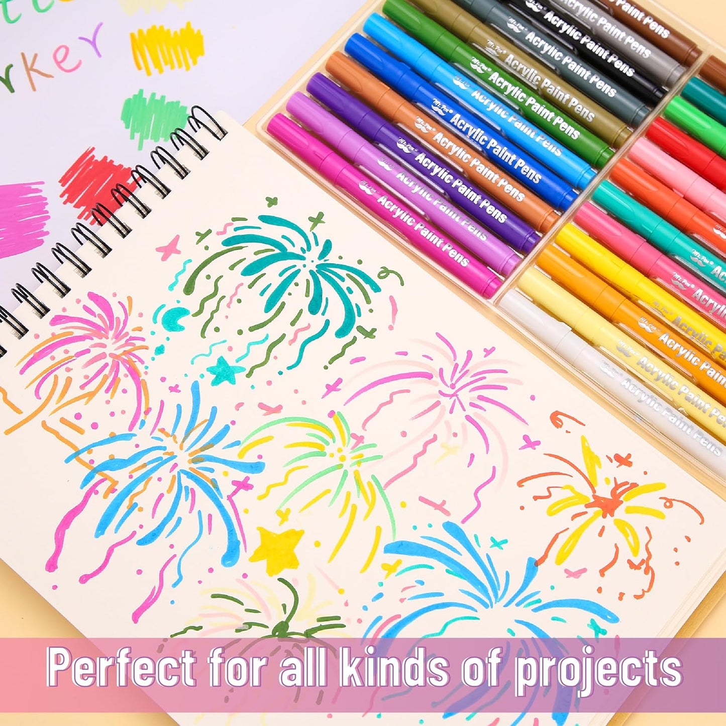 Acrylic Paint Markers 24 Pack, Brush Tip, Water-Based, Colorful