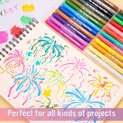 Acrylic Paint Markers 24 Pack, Brush Tip, Water-Based, Colorful
