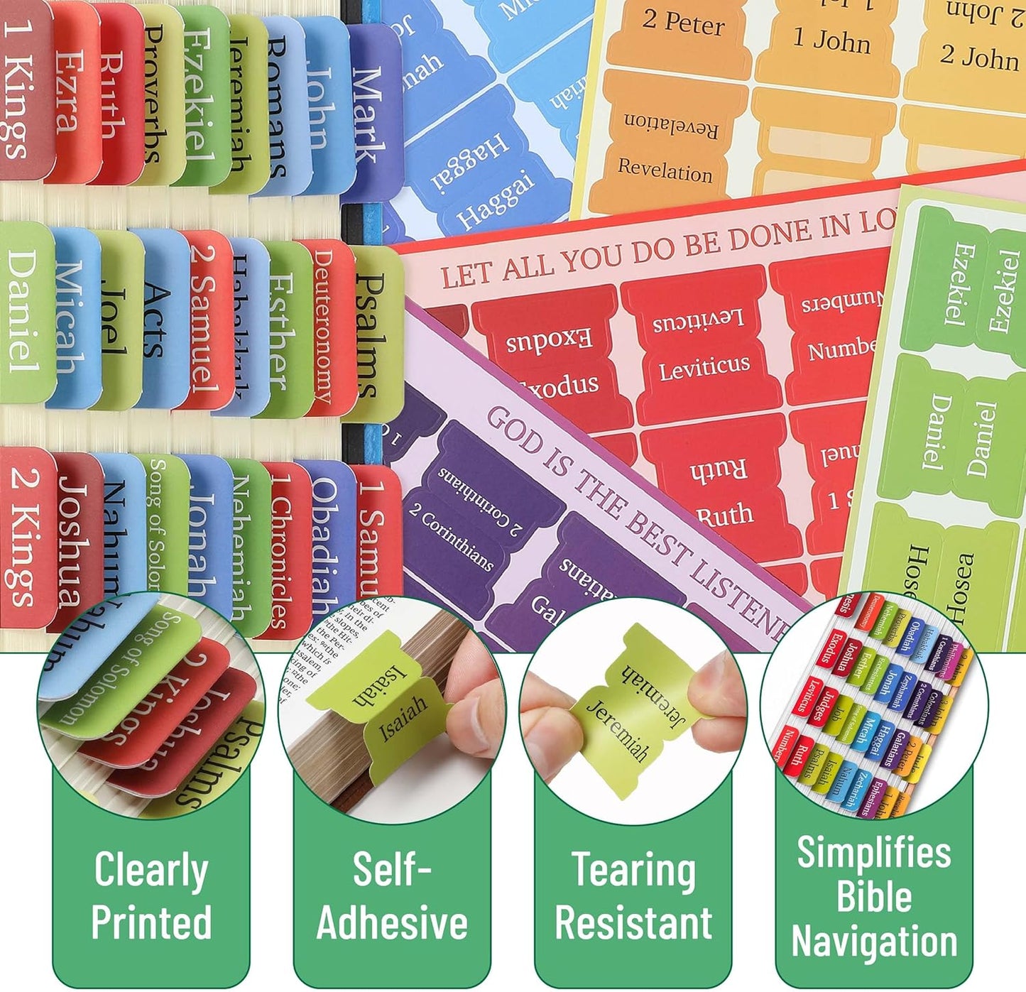 Mr. Pen- Bible Tabs, 75 Tabs, Rainbow Theme, Laminated Bible Tabs for Women and Men