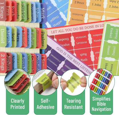 Mr. Pen- Bible Tabs, 75 Tabs, Rainbow Theme, Laminated Bible Tabs for Women and Men