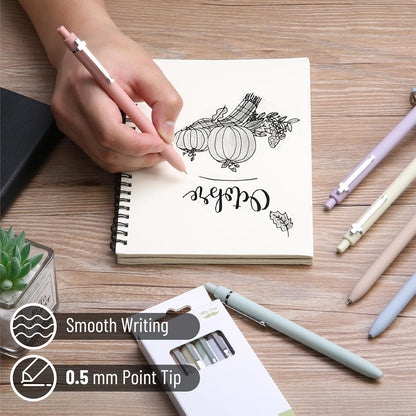 Mr. Pen- Retractable Gel Pens for Journaling, 6 Pack, 0.5 mm Black Ink, Soft Pastel Barrel with Silver Cross Clip, Smooth Writing Aesthetic Pens for Women