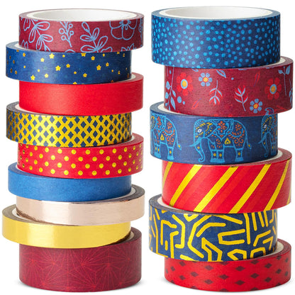 Mr. Pen- Washi Tape Set, 15 Rolls, Gilded Grandeur, Metallic Foil, Decorative Tape