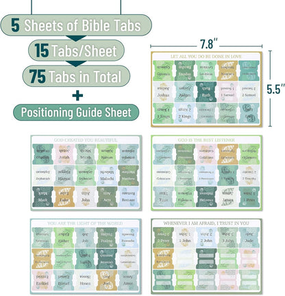 Mr. Pen- Bible Tabs, 75 Tabs, Coastal Meadow, Laminated Bible Tabs for Women and Men