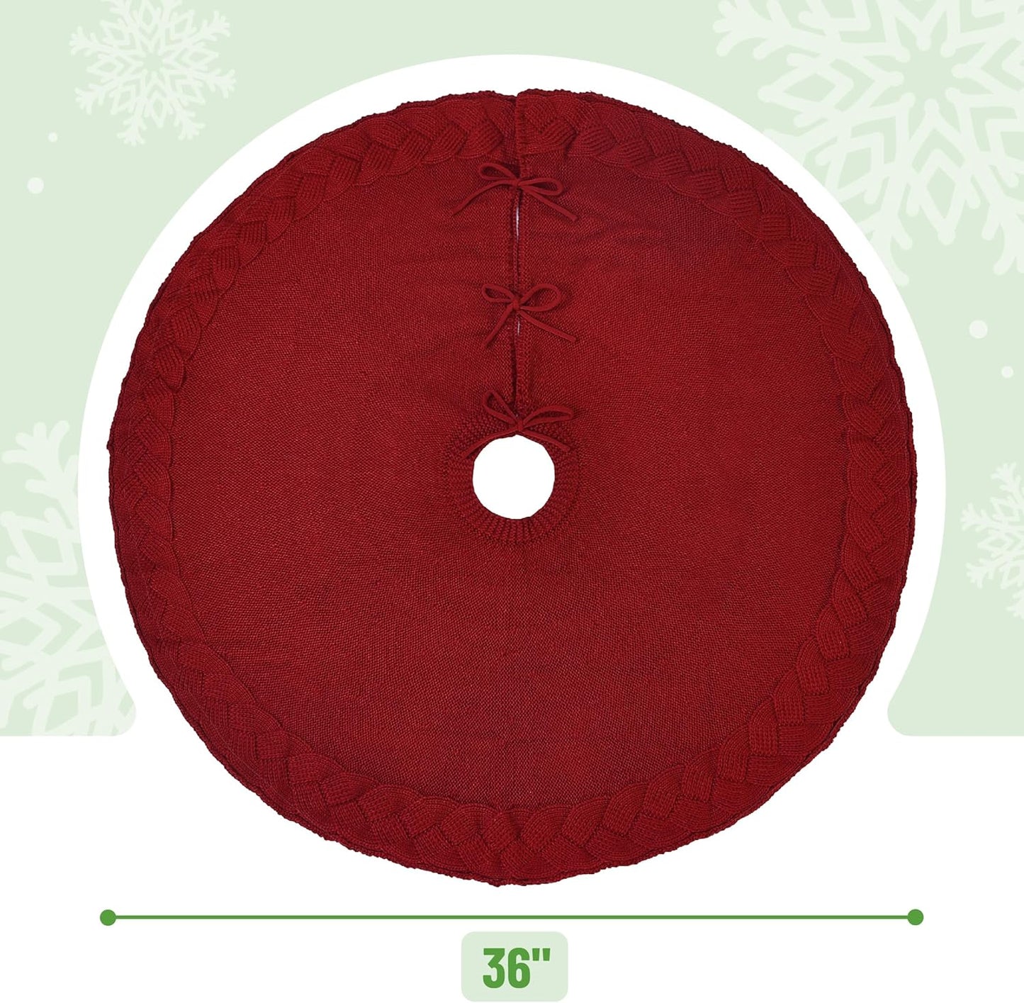 Mr. Pen- Christmas Tree Skirt, 36", Red Knitted Christmas Skirt Tree, Xmas Tree Skirt