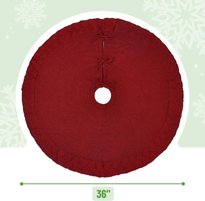 Mr. Pen- Christmas Tree Skirt, 36", Red Knitted Christmas Skirt Tree, Xmas Tree Skirt