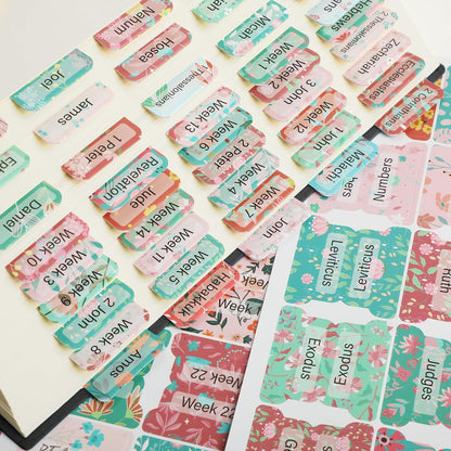 Mr. Pen- Laminated Bible Tabs, 120 pcs, Floral Design, Easy-to-Read & Apply, Tear Resistant Index Tabs for Women and Men