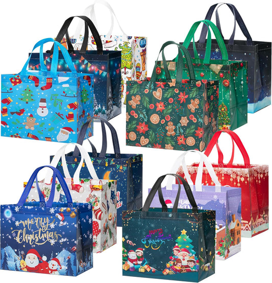 Mr. Pen- Reusable Christmas Gift Bags, 12 pcs, 12 Styles, Xmas Gift Bags Christmas Tote Bags with Handles