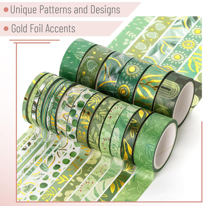 Mr. Pen- Washi Tape Set, 21 Rolls, Greenery Summer Design, Decorative Tapes with a Tape Measure