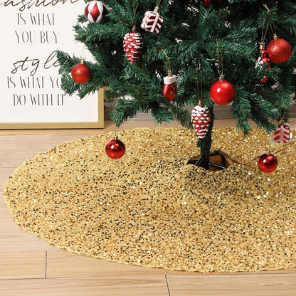 Mr. Pen- Small Christmas Tree Skirt 24 inch, Gold Sequin Tree Skirt, Christmas Skirt Tree