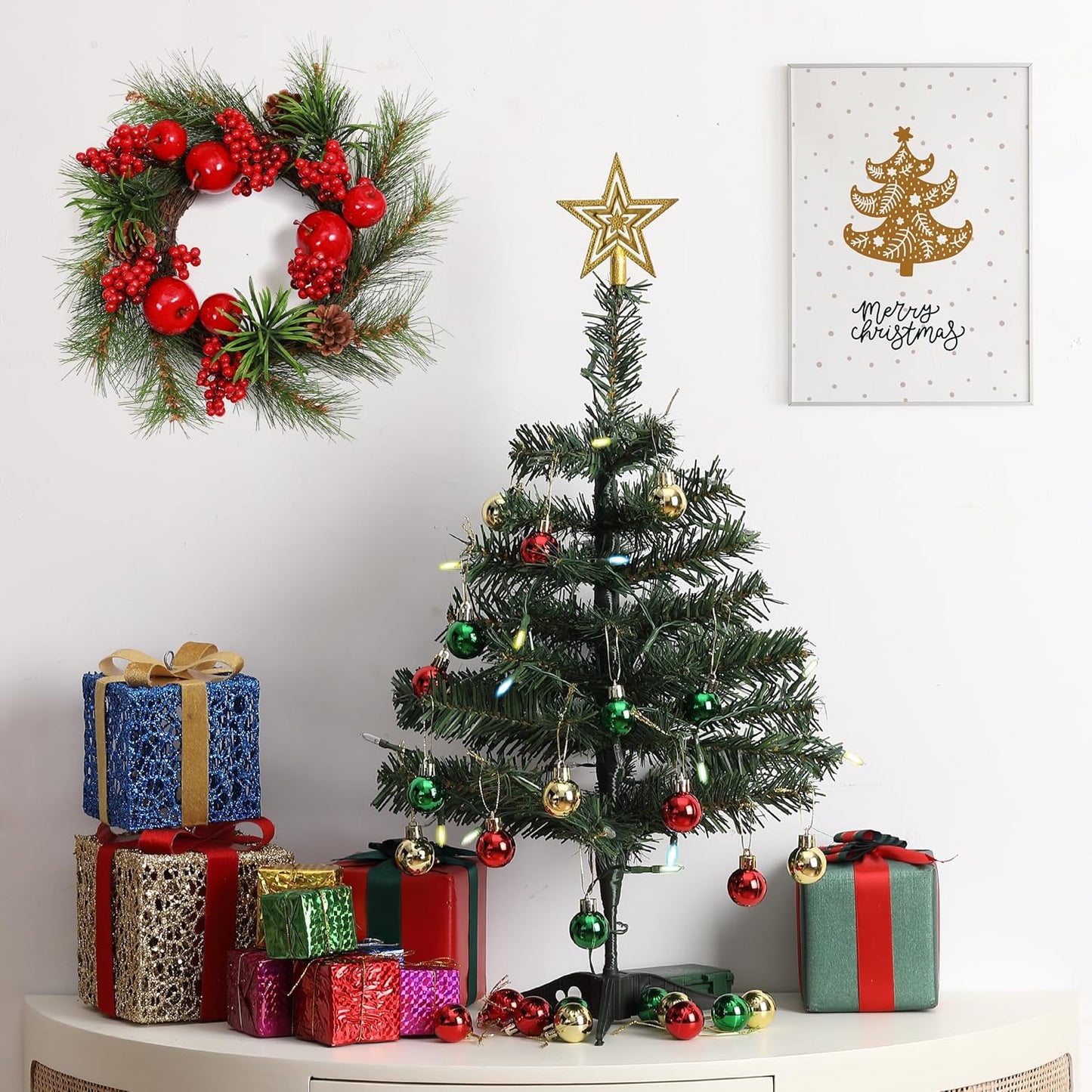 Mr. Pen- Mini Christmas Tree with 35 LED Lights, 21", Table Top Christmas Tree Small Christmas Tree with Lights