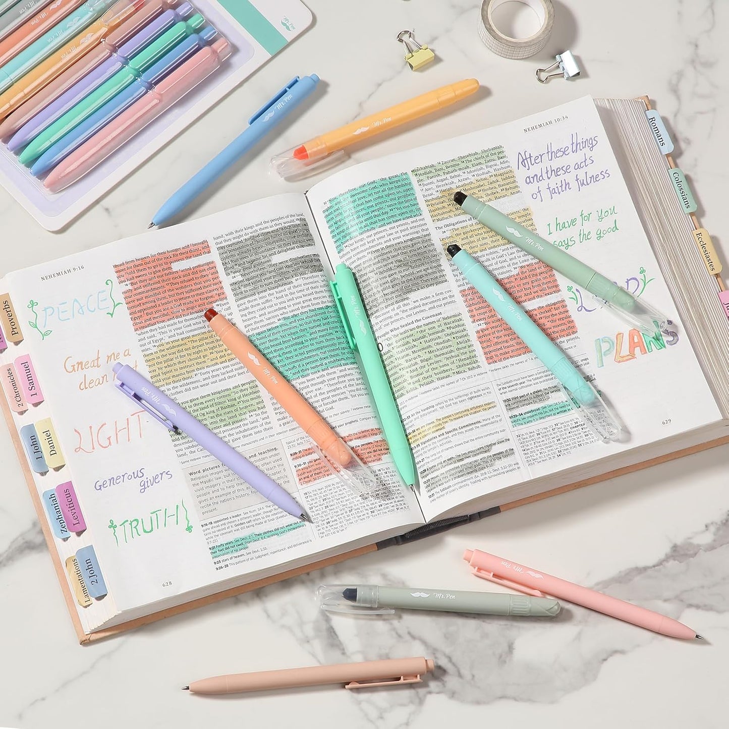 Mr. Pen- Bible Highlighters and Pens, 10 Pack, Gel Highlighters, Cotton Candy Clouds, Bible Highlighters No Bleed, Gel Highlighter No Bleed Through