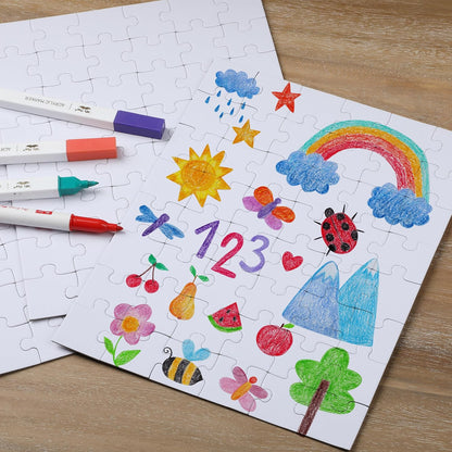 Mr. Pen- Blank Puzzle, 36 Pack, 48 Pieces/Pack, 8.5" x 11", White, Blank Puzzles to Draw on