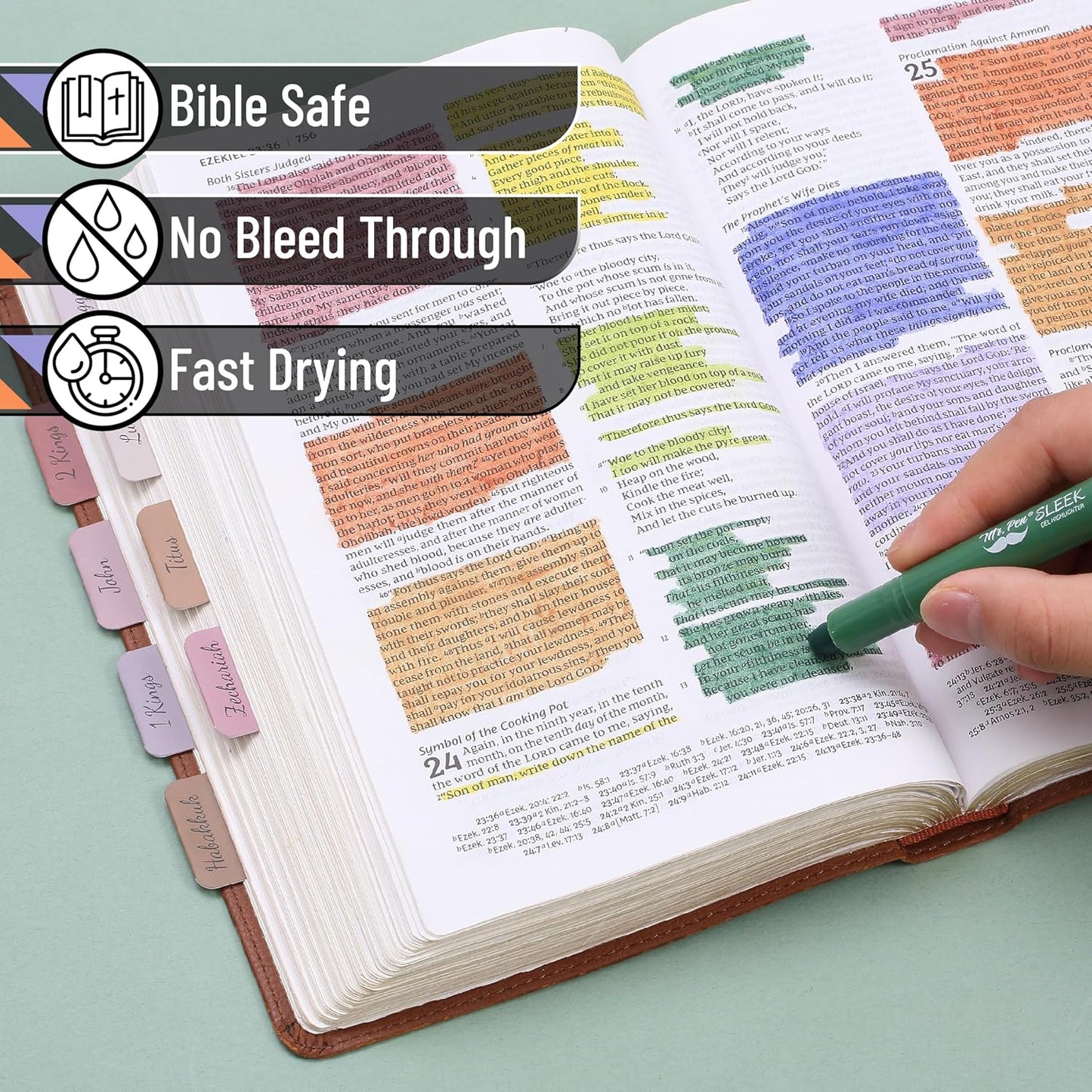 Mr. Pen- Gel Highlighter, 8 Pack, Spring Calm, Bible Highlighters No Bleed, No Bleed Highlighters