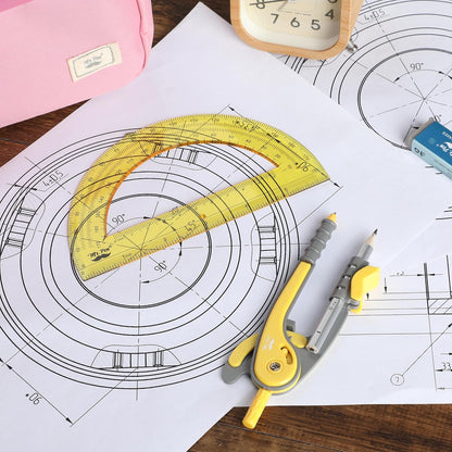 Mr. Pen- Compass and Protractor Set, Yellow, Compass Geometry Tool, Protractor and Compass Set, Compass Drawing Tool