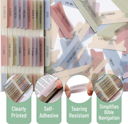 Mr. Pen- Bible Tabs, 75 Tabs, Transparent Muted Earth Colors Laminated Bible Tabs for Women and Men