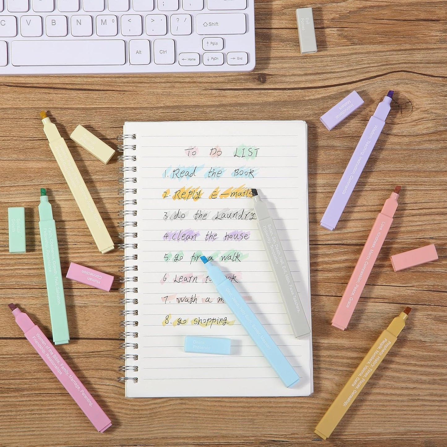 Mr. Pen- Bible Highlighters with Color-Coding System, 8 Pack, Soft Pastel Aesthetic Highlighters Assorted Colors