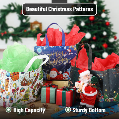 Mr. Pen- Reusable Christmas Gift Bags, 12 pcs, 12 Styles, Xmas Gift Bags Christmas Tote Bags with Handles