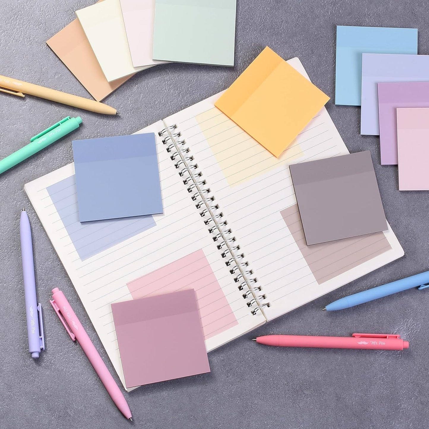 Mr. Pen- Transparent Sticky Notes, 3”x3”, Dreamy Pastel, 12 Pads, 600 Sheets, See Through Sticky Notes, Bulk Sticky Notes Transparent